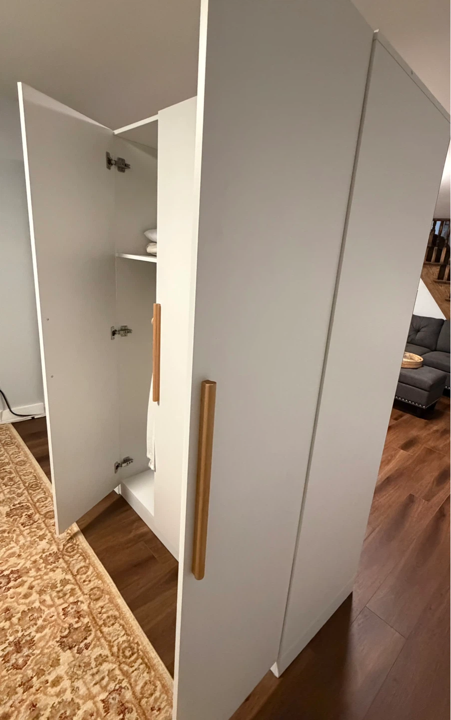 White Wardrobe with Wooden Handles - photo 3
