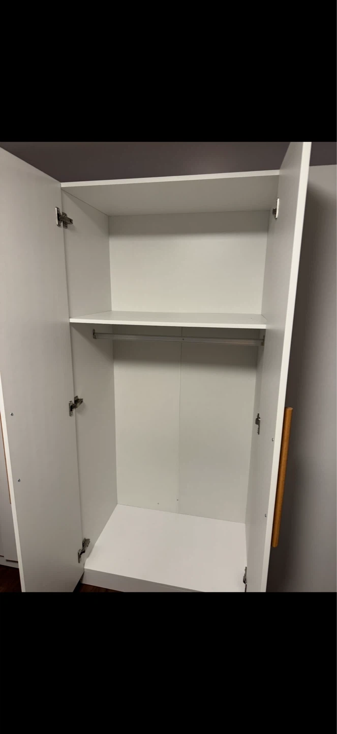 White Wardrobe with Wooden Handles - photo 4