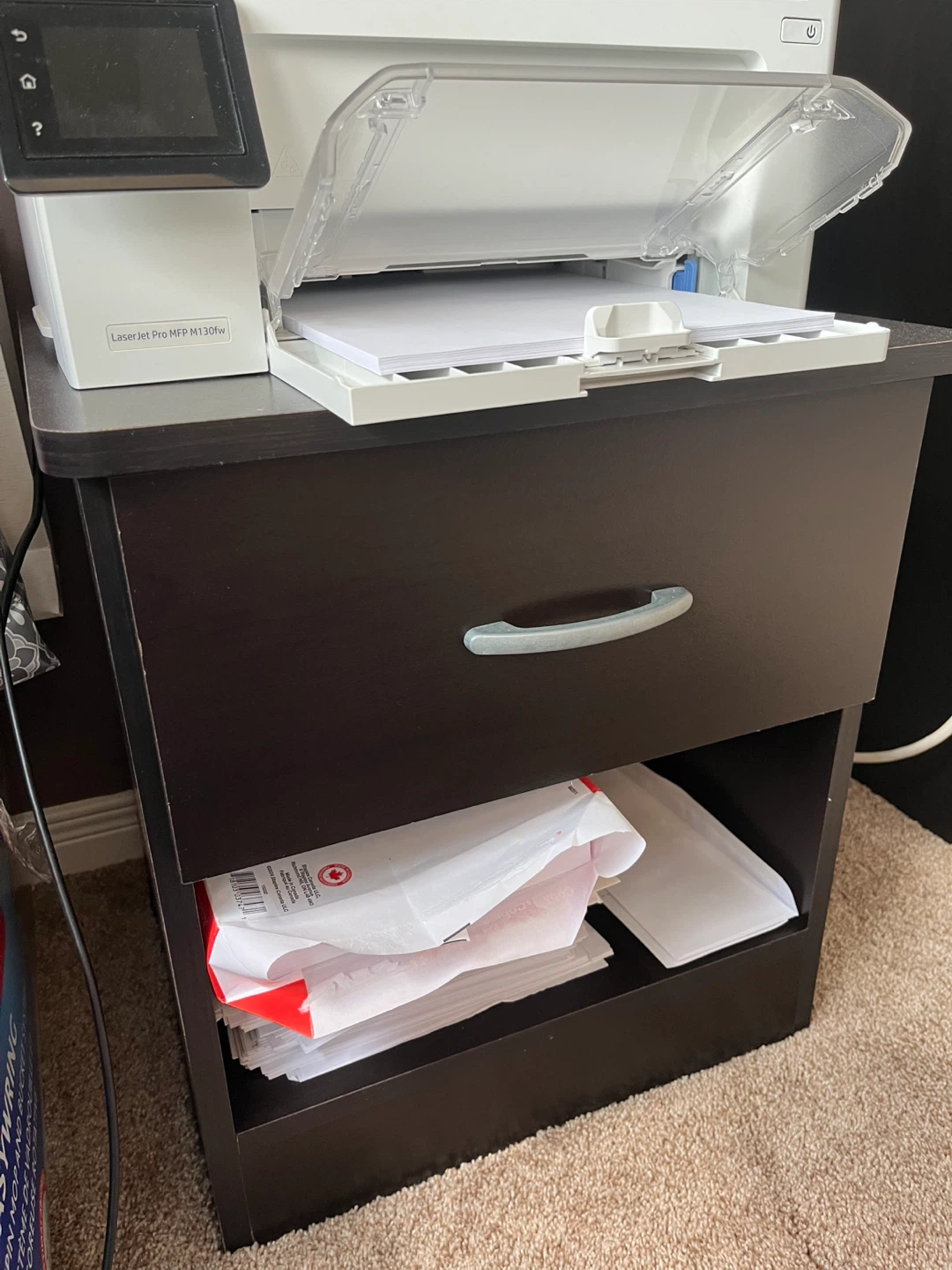Dark Brown 1-Drawer Filing Cabinet - photo 2