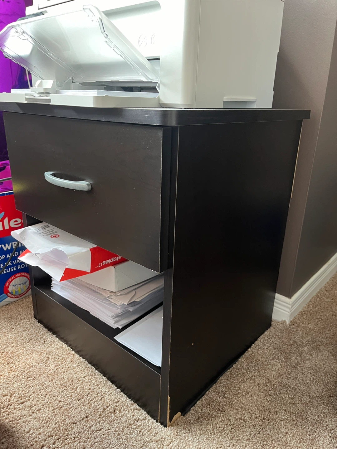 Dark Brown 1-Drawer Filing Cabinet - photo 3