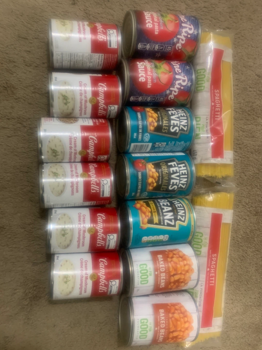 Assorted Canned Goods and Spaghetti Bundle