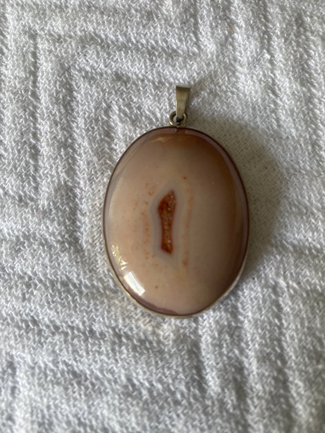 Silver Oval Agate Pendant