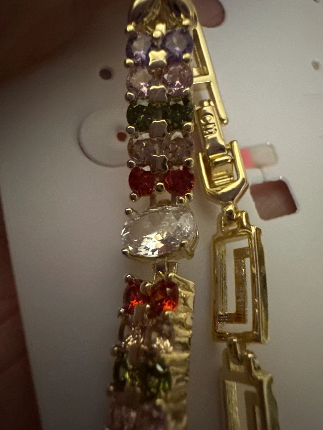 Gold laminated Bracelet with Colorful CZ Stones - photo 2