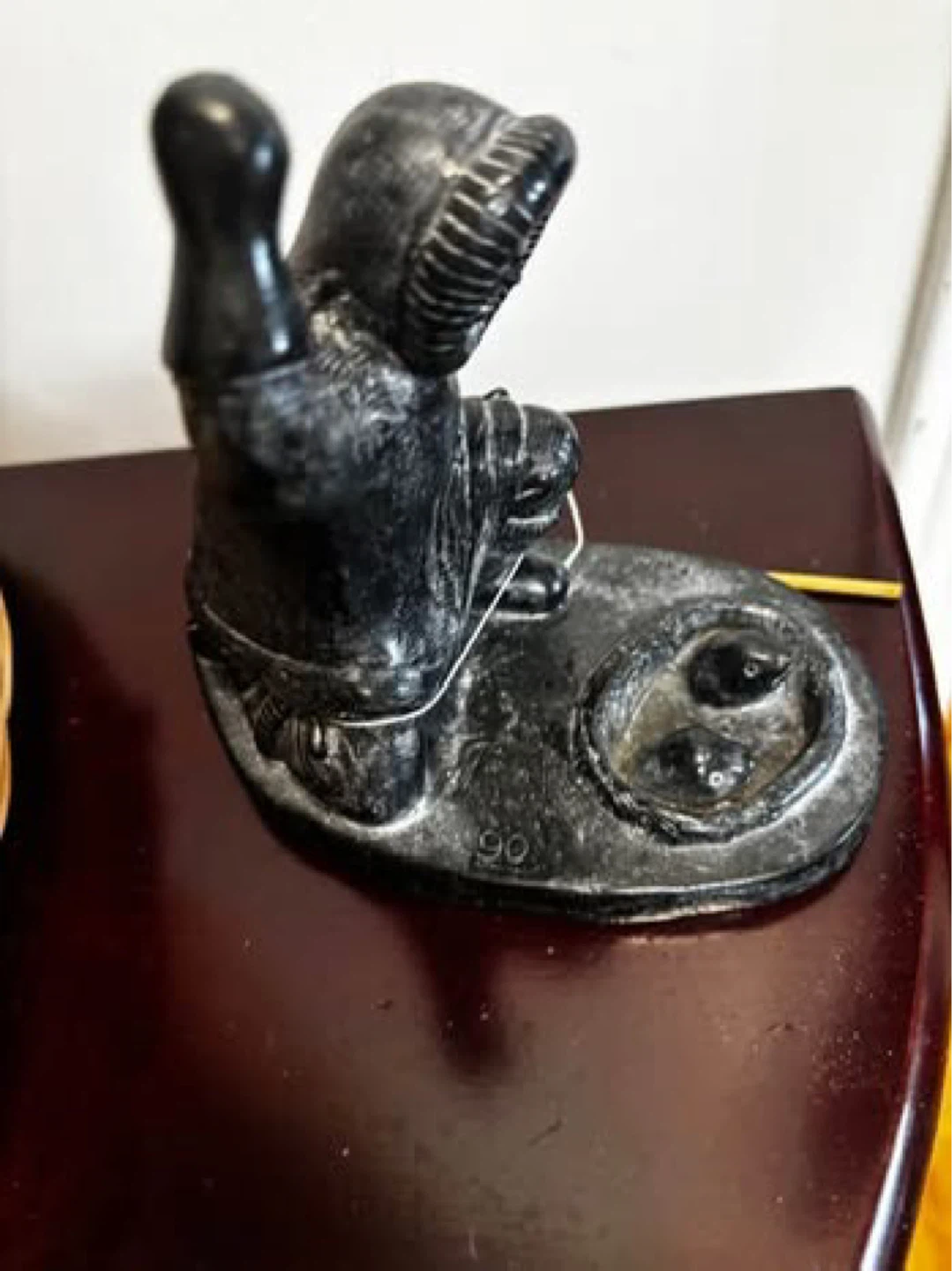 Vintage Stone Carving Figurine - Fisherman