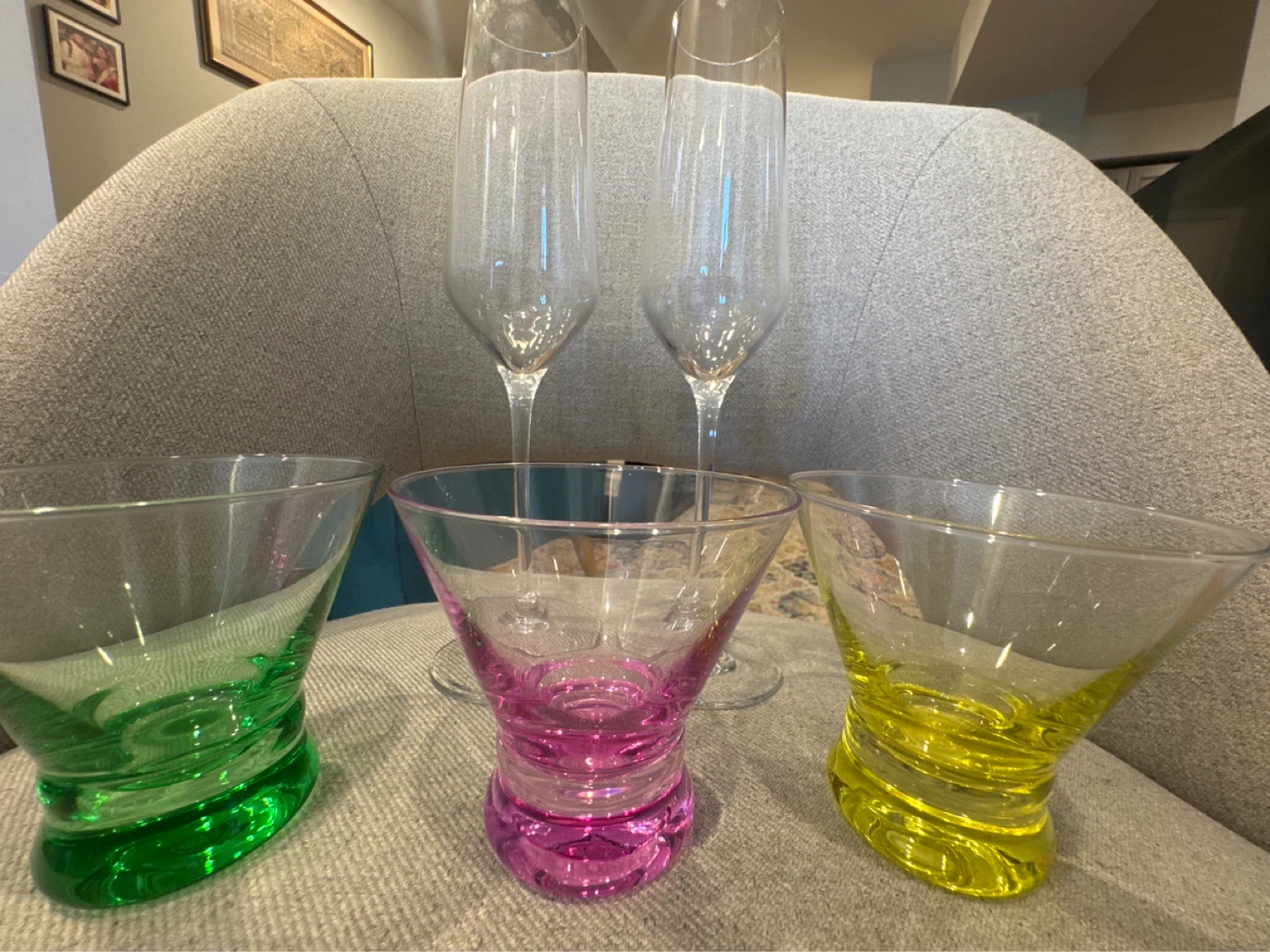 Set of 6 Martini Glasses and 4 champagne glasses