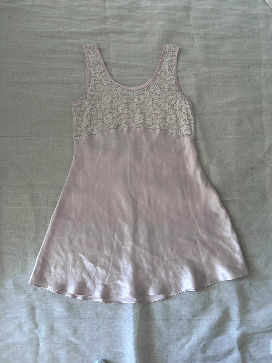 Versailles Pink Satin Lace Slip Dress