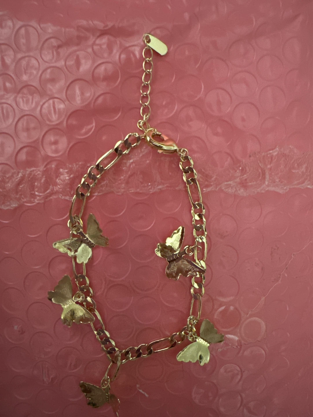 Gold laminted butterfly charm bracelet