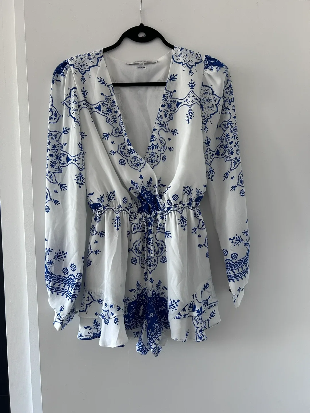 White & Blue Patterned Romper - photo 2
