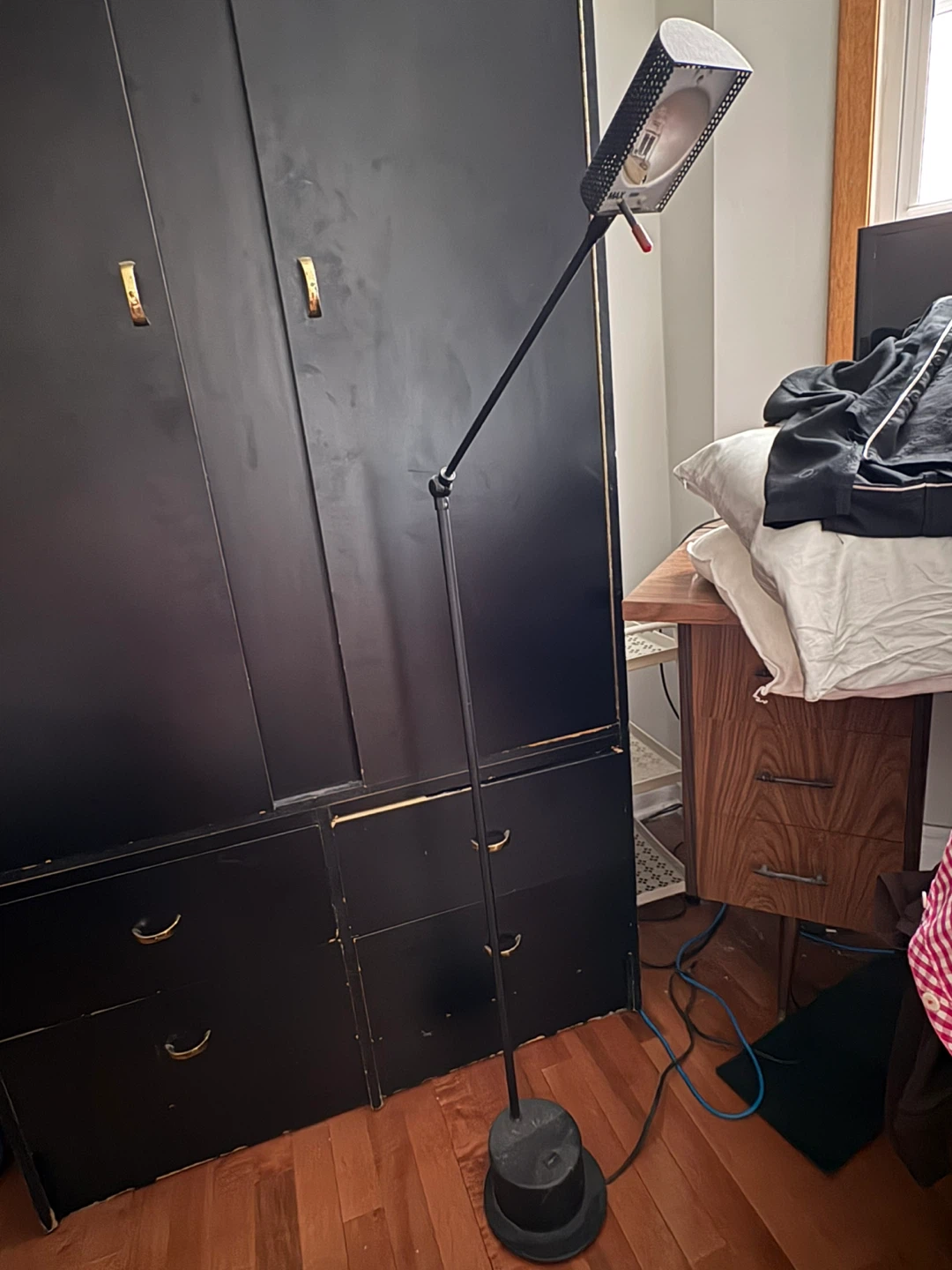 Black Floor Lamp with Adjustable Head