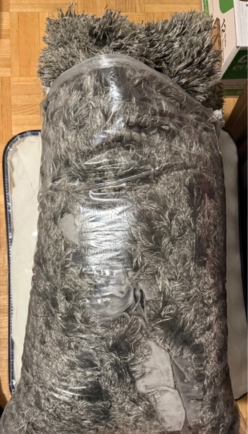 Grey Faux Fur Throw Blanket