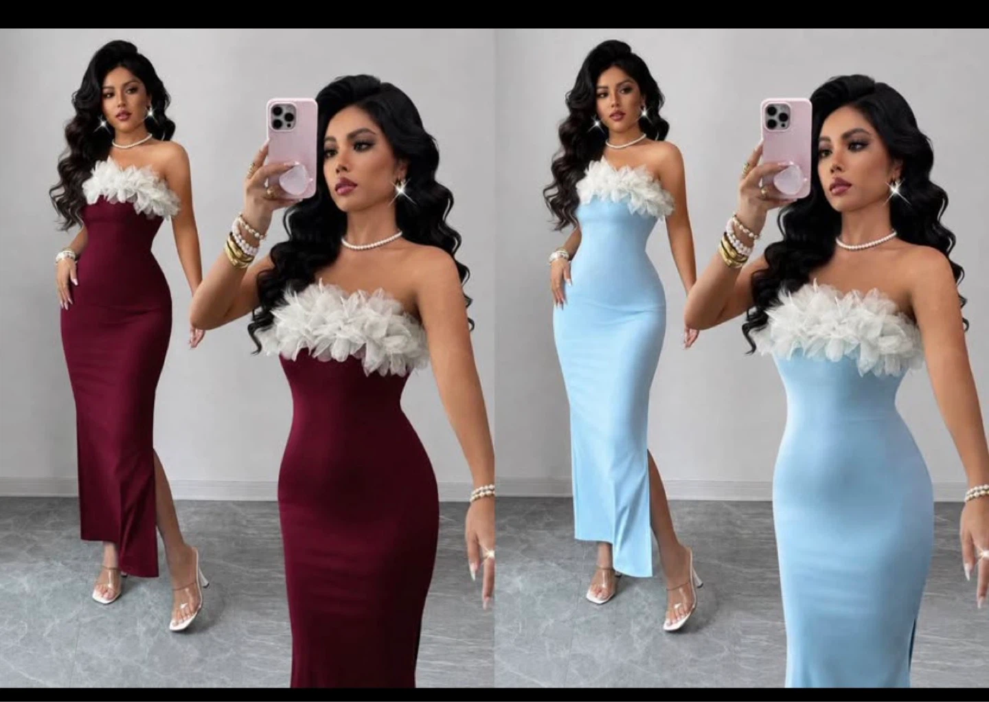 Strapless Maxi Dress with Ruffle Detail