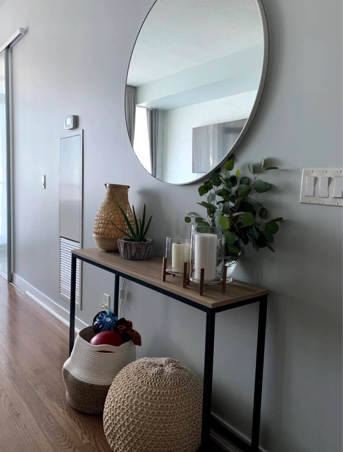 Slim Console Table with Wood Top - photo 3