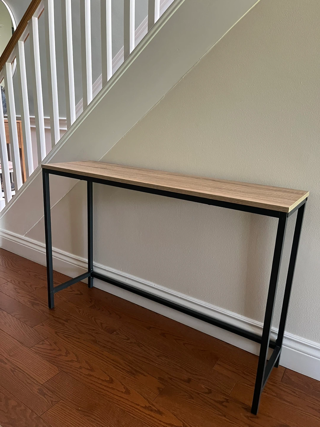 Slim Console Table with Wood Top