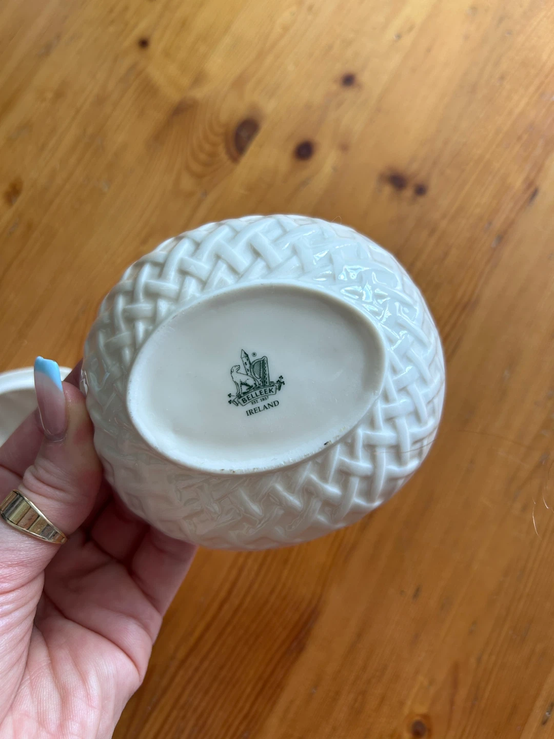 Belleek China Trinket Dish with Lid - photo 4