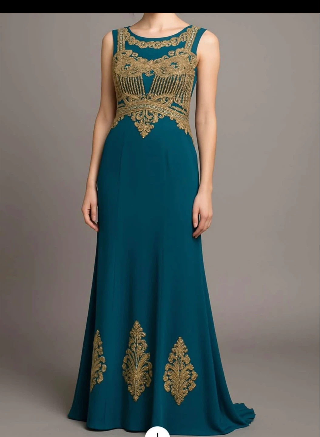 Teal Beaded Formal Gown