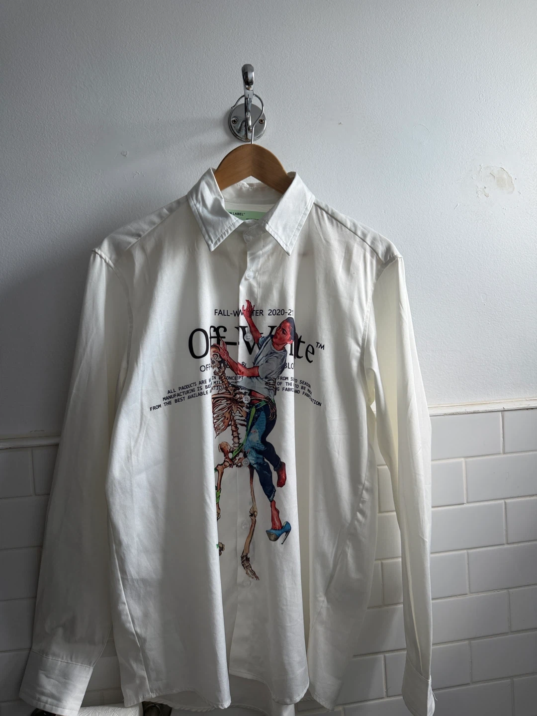 OFF-WHITE "Main Label" Skeleton Graphic Button-Up Shirt - photo 3