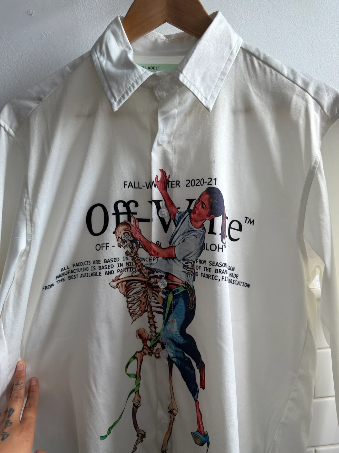 OFF-WHITE "Main Label" Skeleton Graphic Button-Up Shirt - photo 2