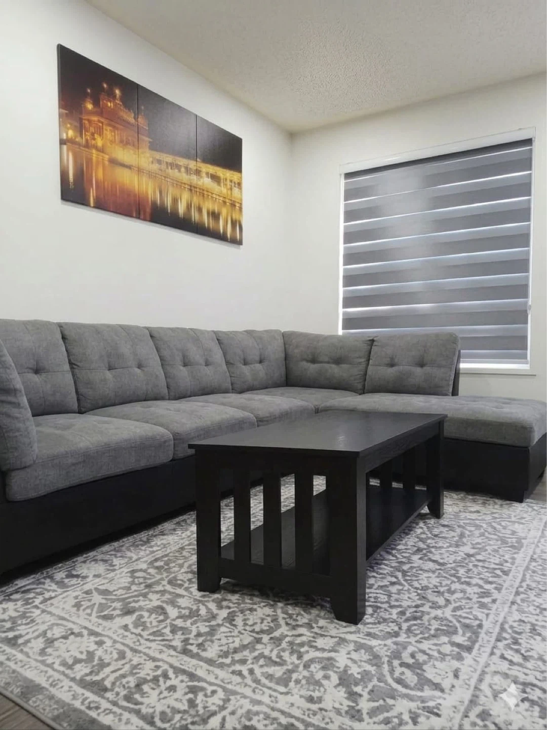 Grey Sectional Sofa Set with USB, Ottoman & Matching Cushions - photo 2