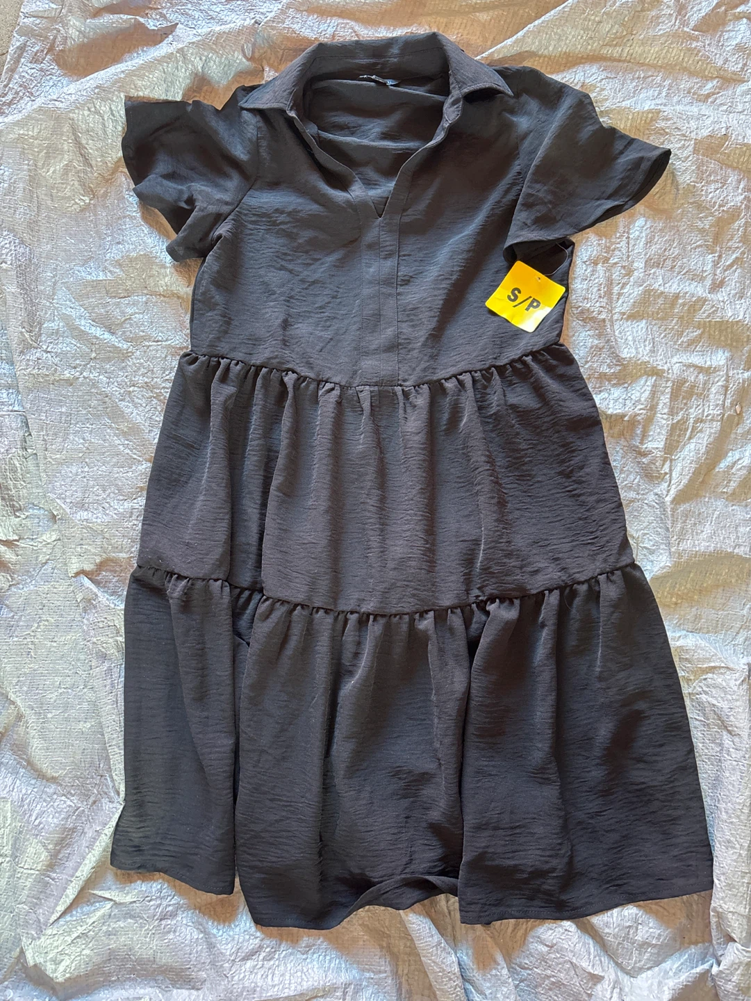 Tahari Black Tiered Dress S/P