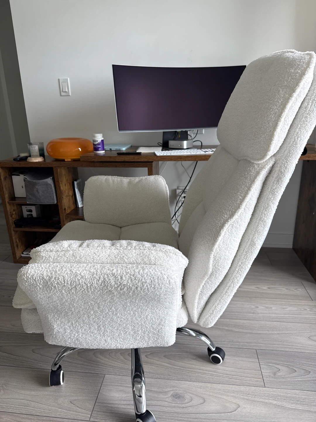 White Teddy Bear Fleece Office Chair - photo 3