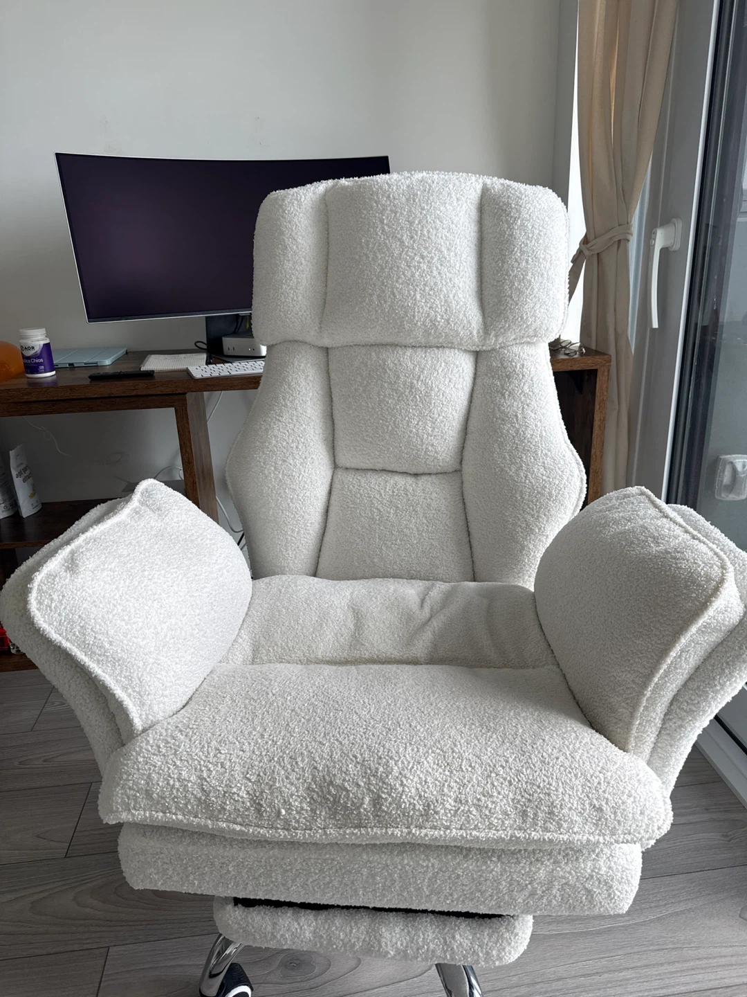 White Teddy Bear Fleece Office Chair - photo 4