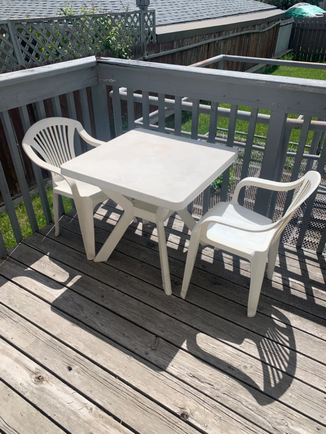White Plastic Patio Table and Chairs Set - photo 2
