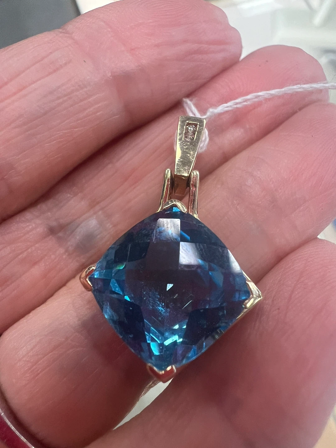 14 k Blue Topaz and Diamond Pendant - photo 5