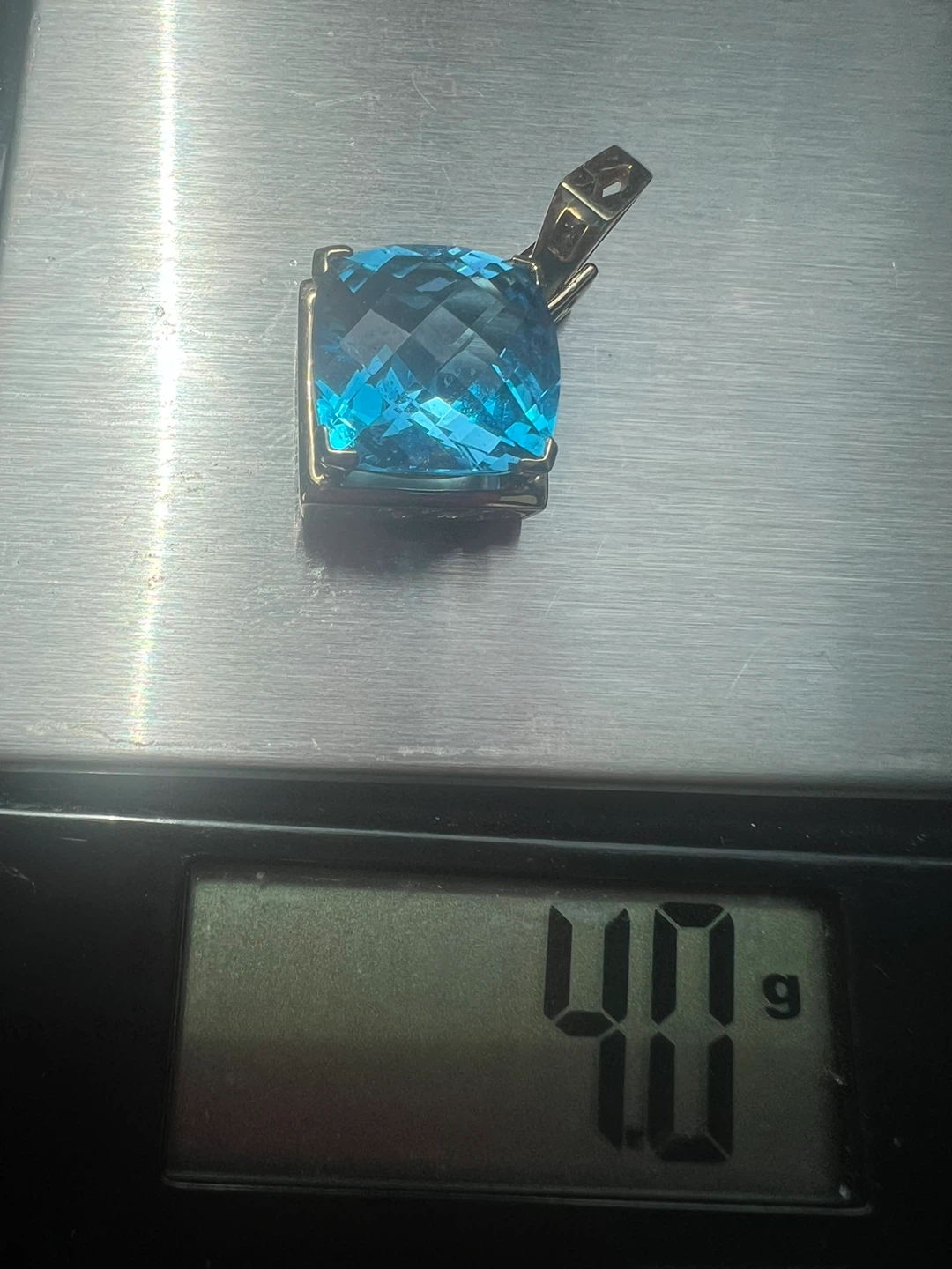 14 k Blue Topaz and Diamond Pendant - photo 4