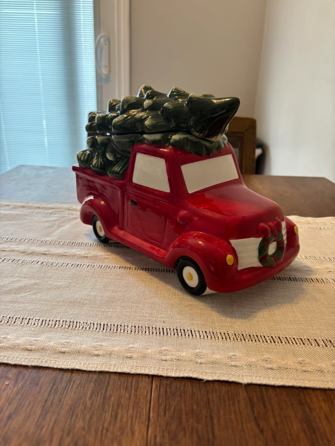 Winter Wonder Cookie Jar - Red Truck with Christmas Tree