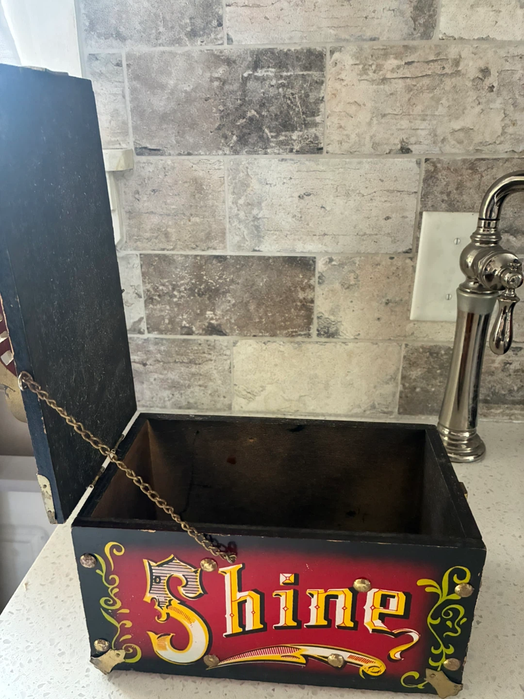 Vintage "Shine" Wooden Storage Box - photo 4