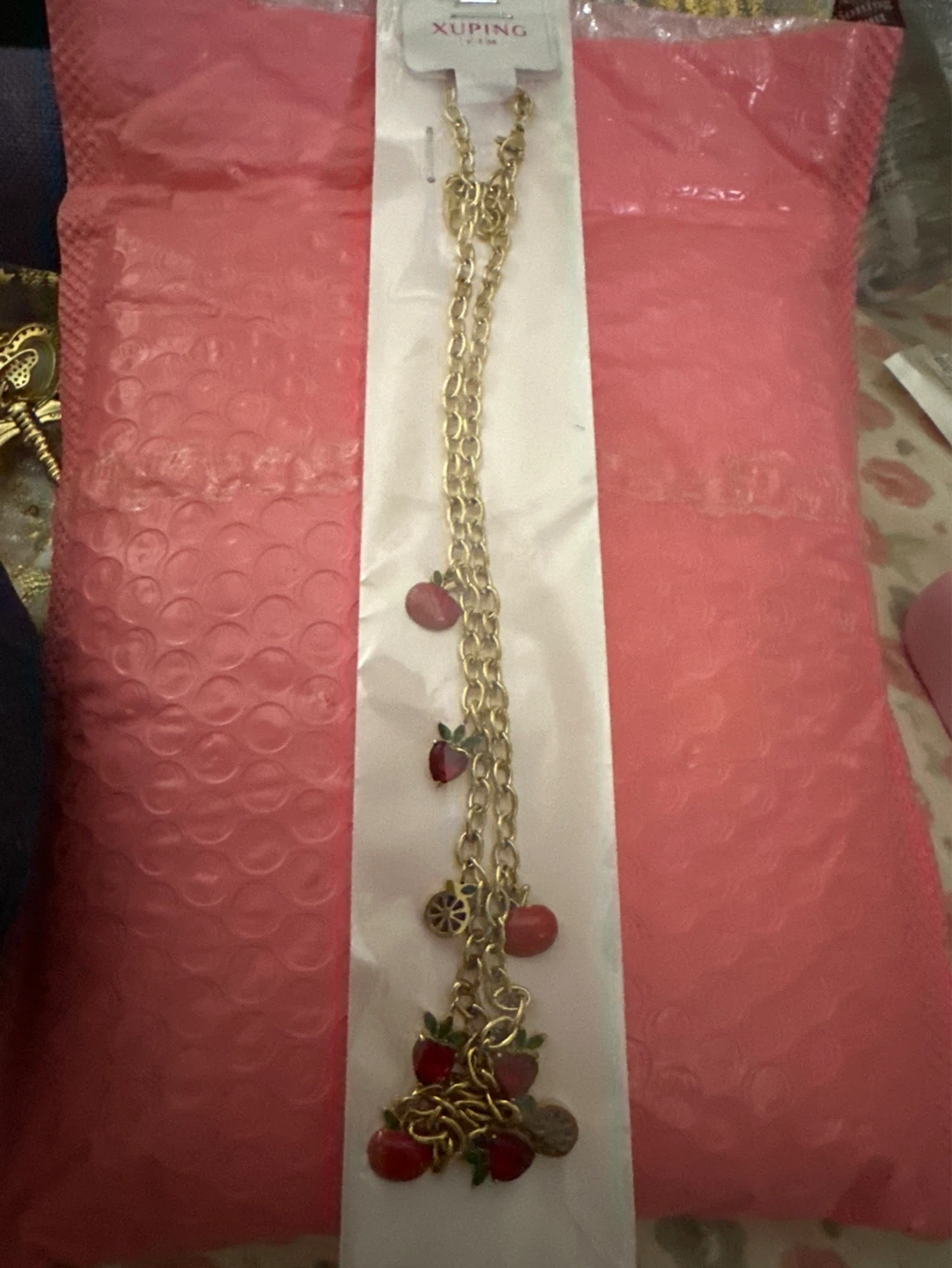 Gold laminated Charm Necklace with Fruit Pendants - photo 2