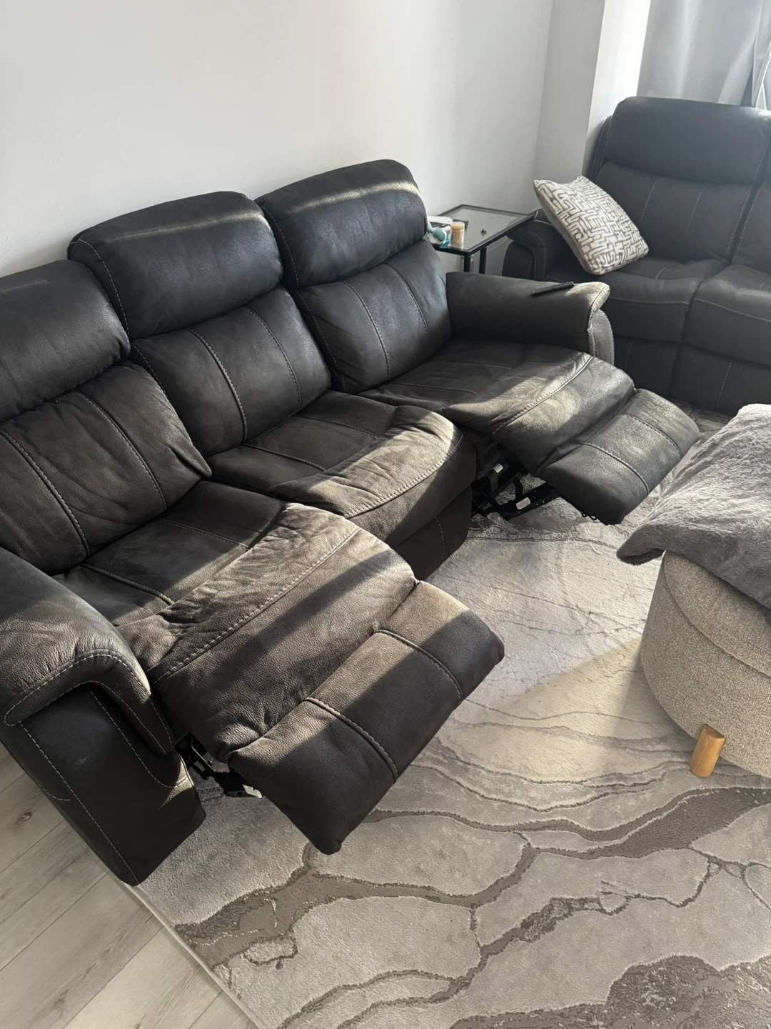 Dark Brown Reclining Sofa - photo 2