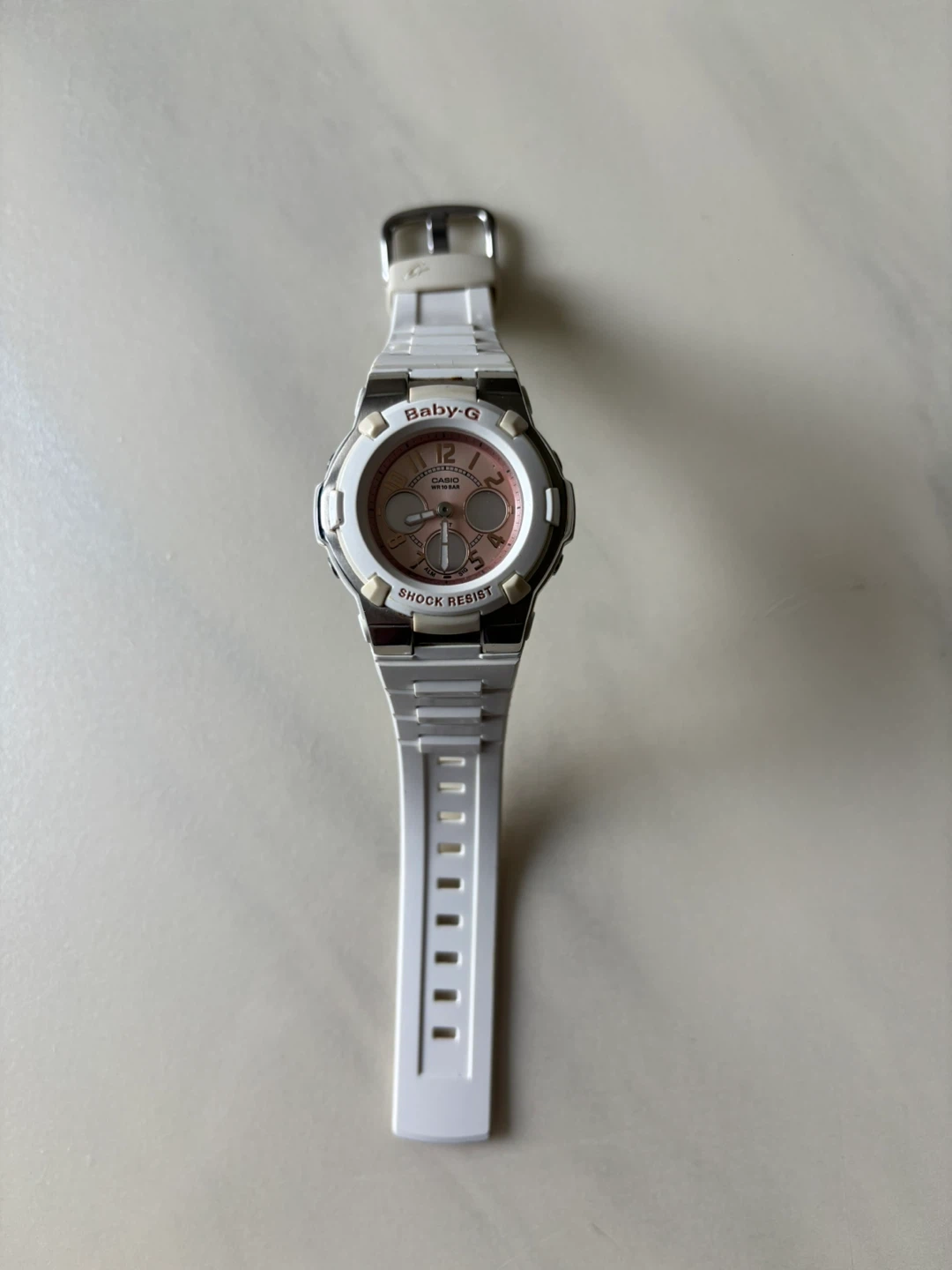 Casio Baby-G watch, model BGA-110-7B2, White with pink dial