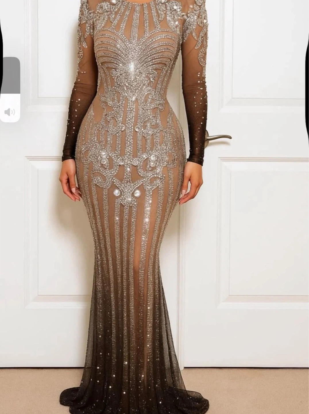 Sparkly Long Sleeve Maxi Dress