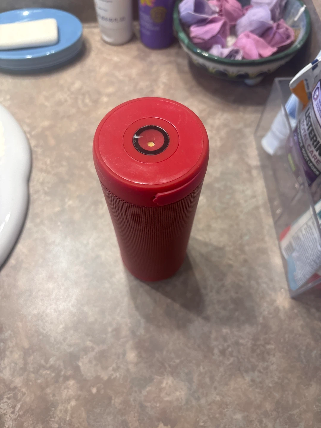 Red Portable Bluetooth Speaker with flashlight
