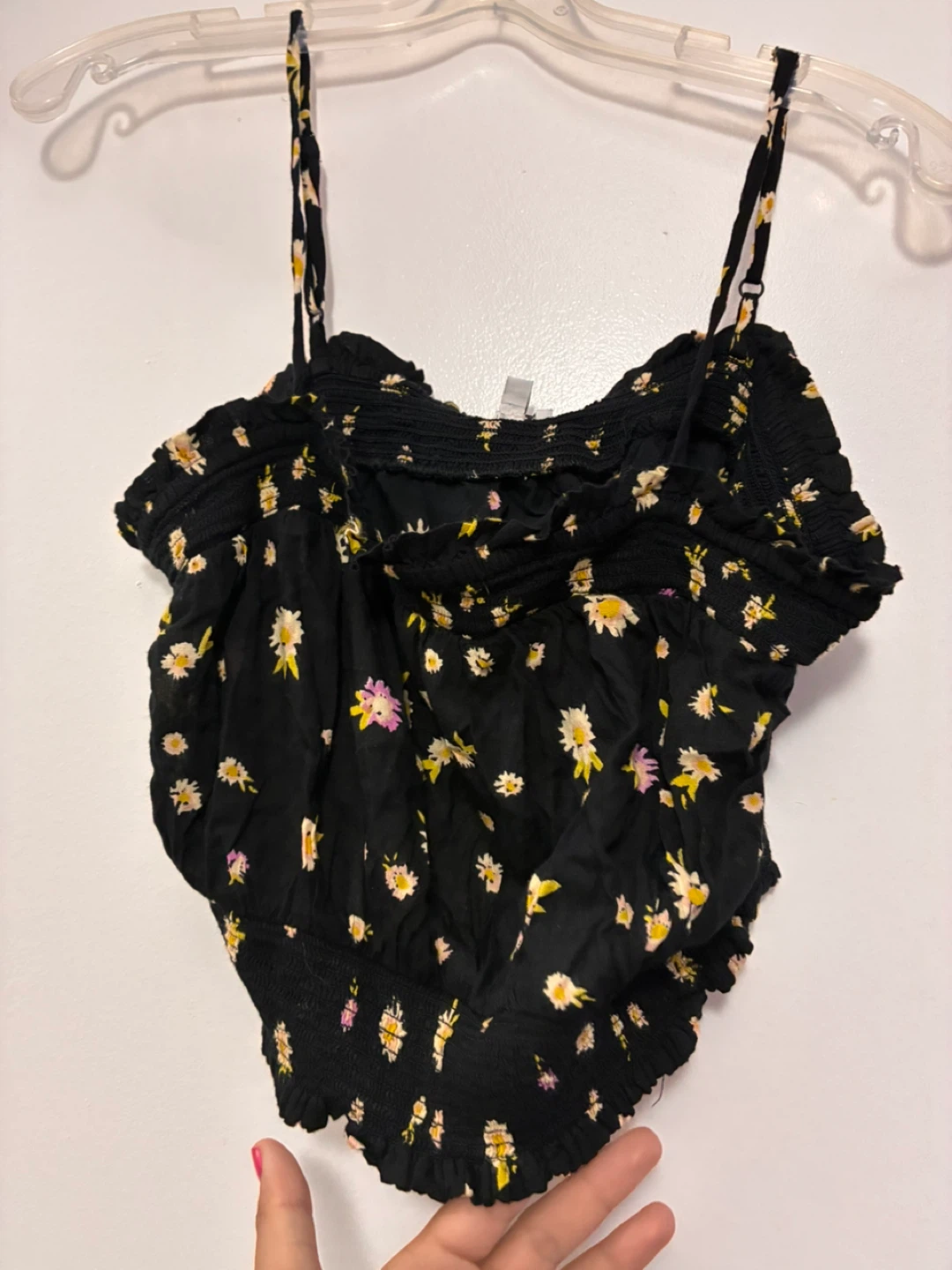 Black Floral Crop Top - photo 2