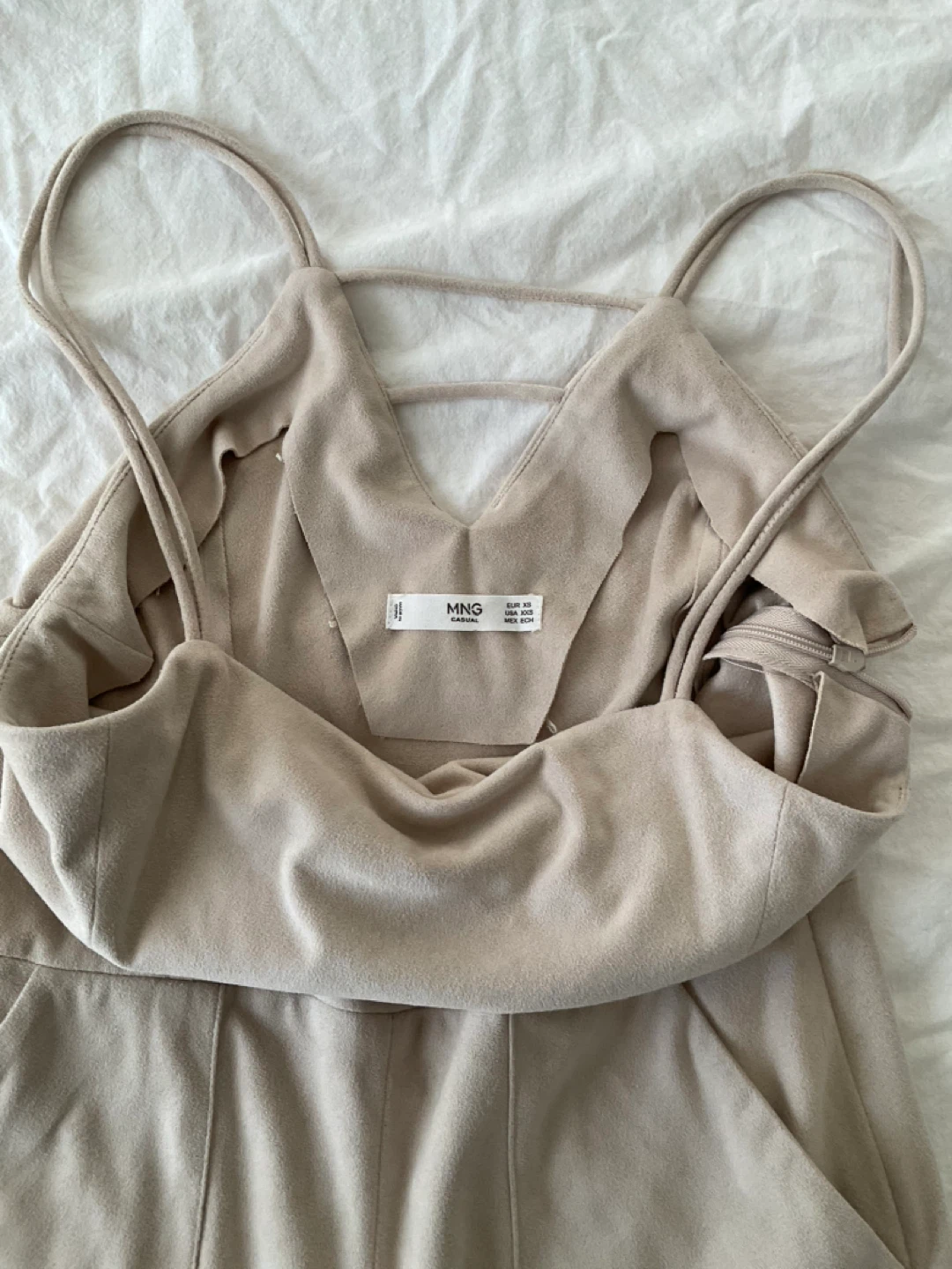 MANGO Jumpsuit Beige Spaghetti Strap Wide Leg