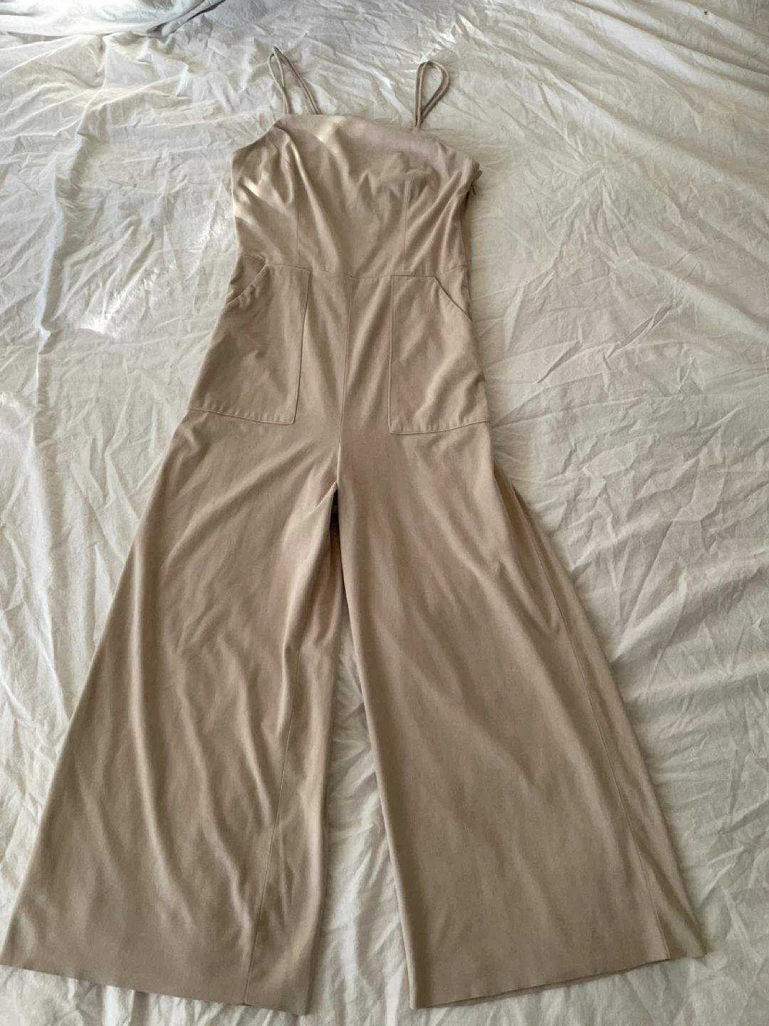 MANGO Jumpsuit Beige Spaghetti Strap Wide Leg - photo 2