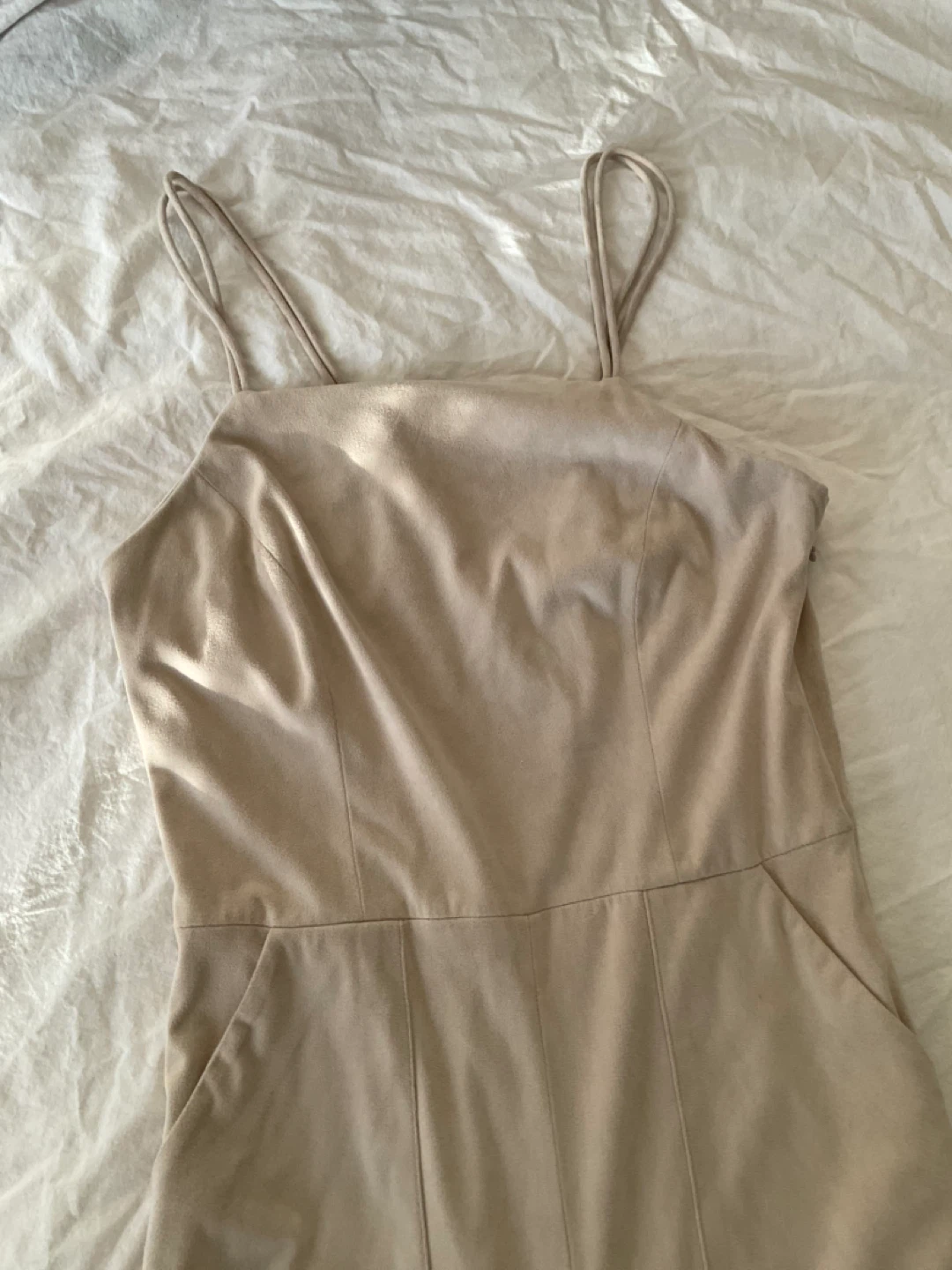 MANGO Jumpsuit Beige Spaghetti Strap Wide Leg - photo 3