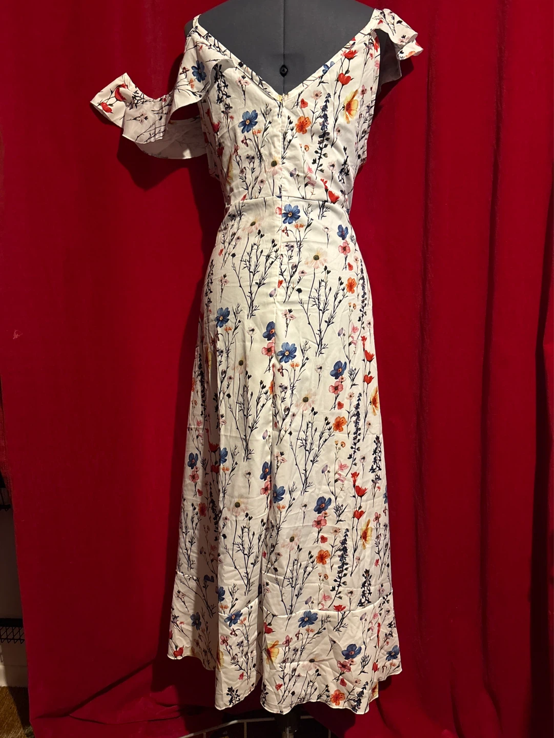🥕Lovely Floral Print Cold Shoulder Maxi Dress - photo 2