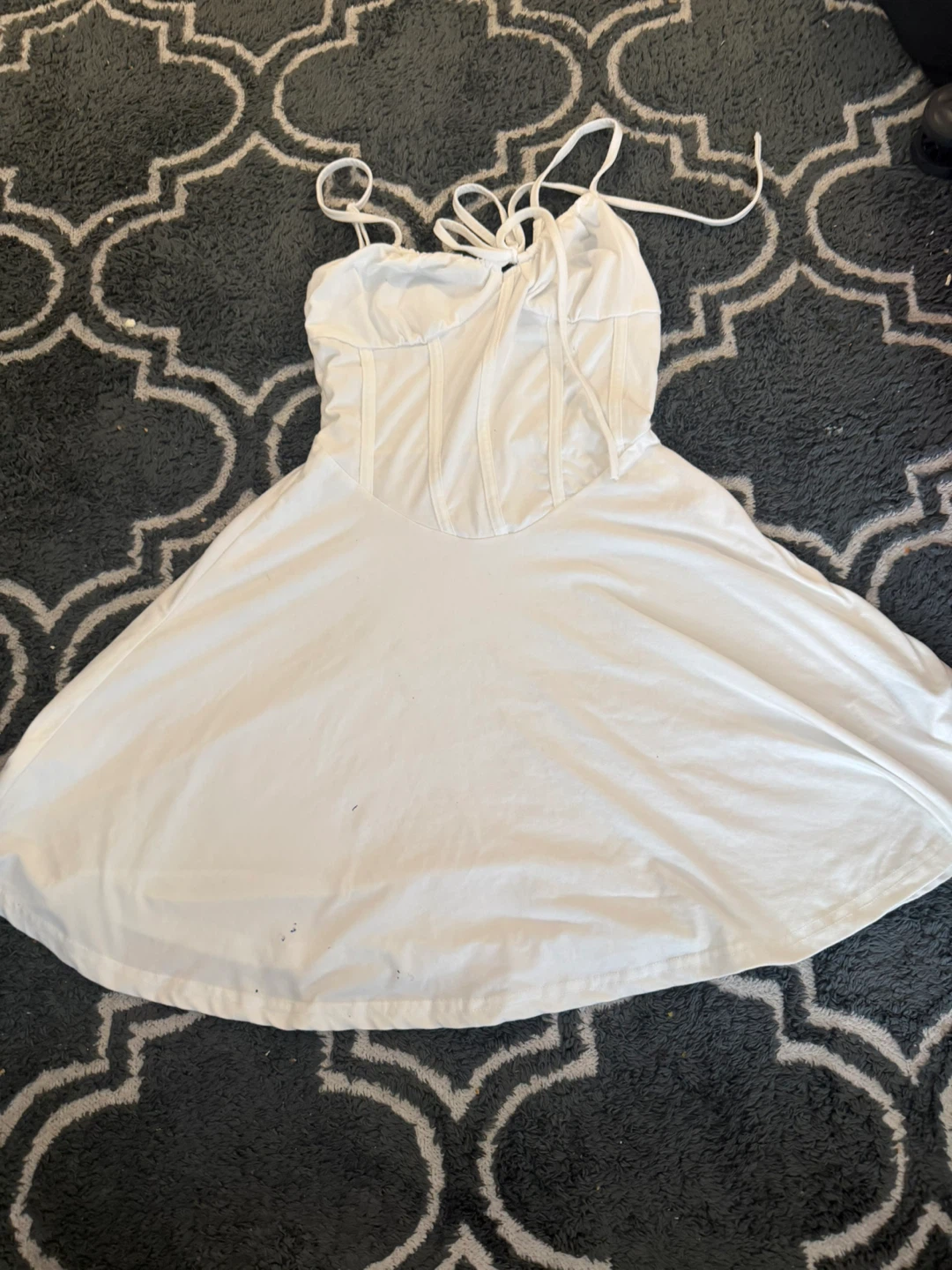 White Corset Dress with Spaghetti Straps - photo 2