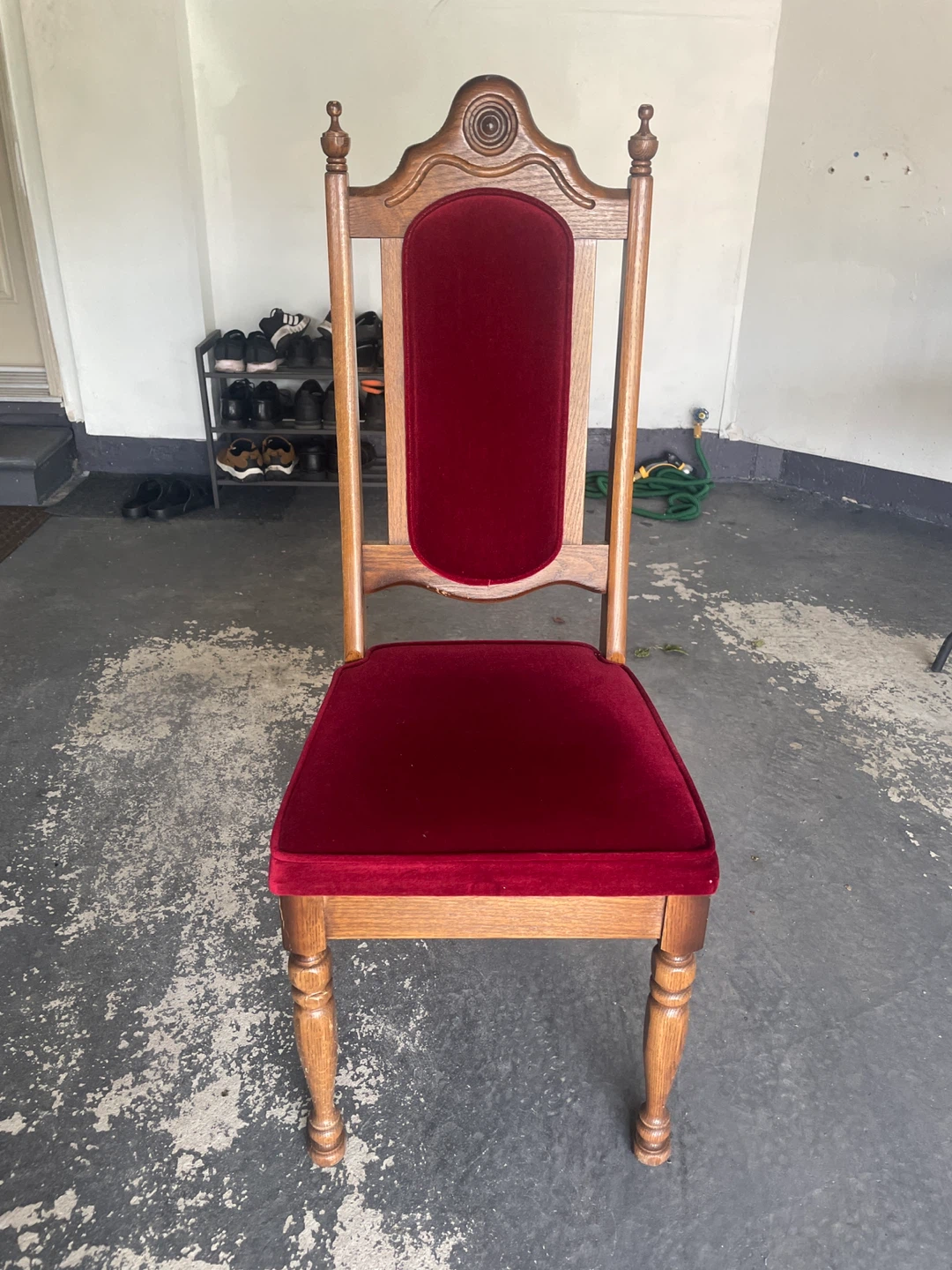 Single Wooden Red Chair