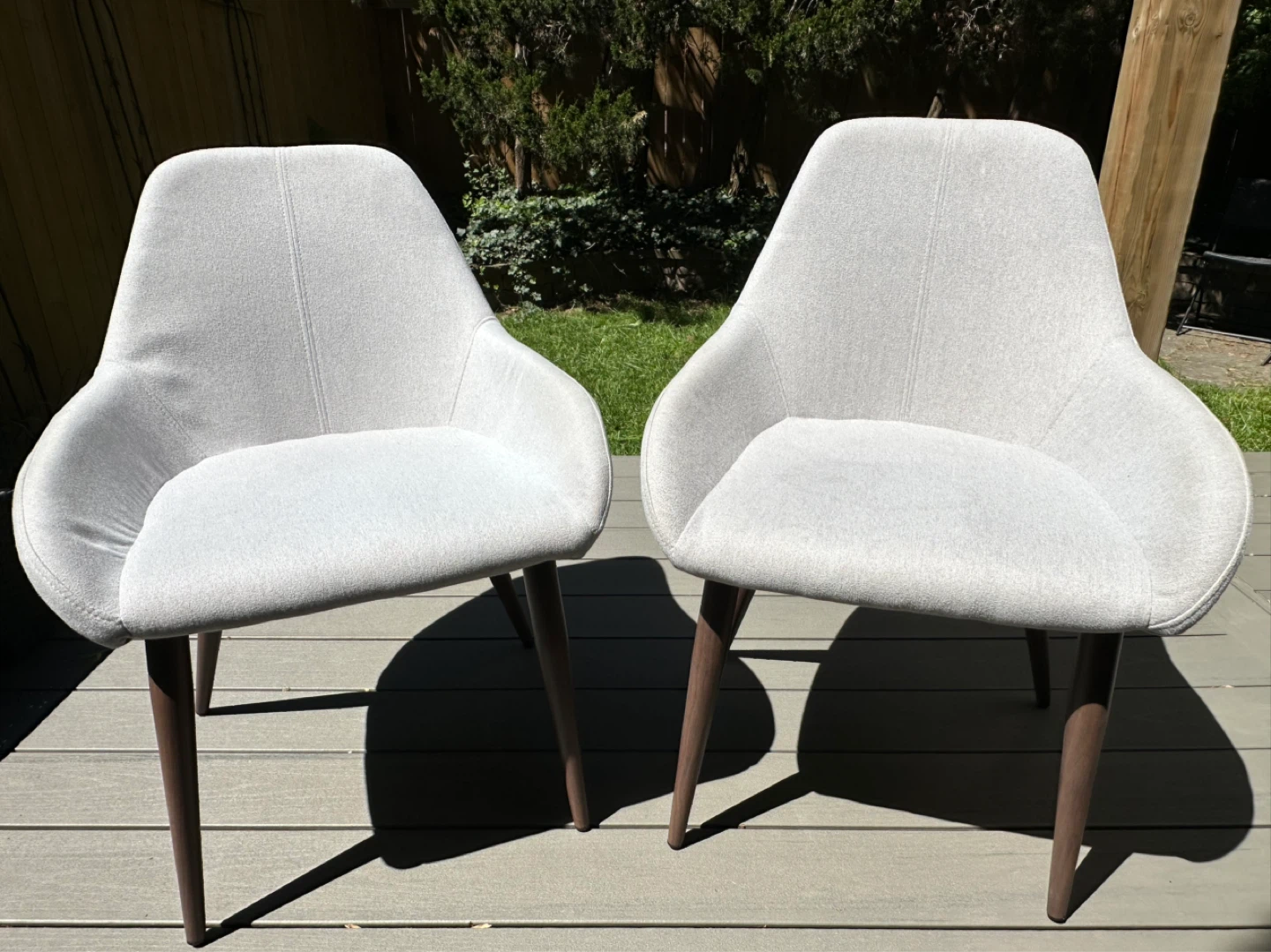 Pair of Light Grey Upholstered Accent Chairs