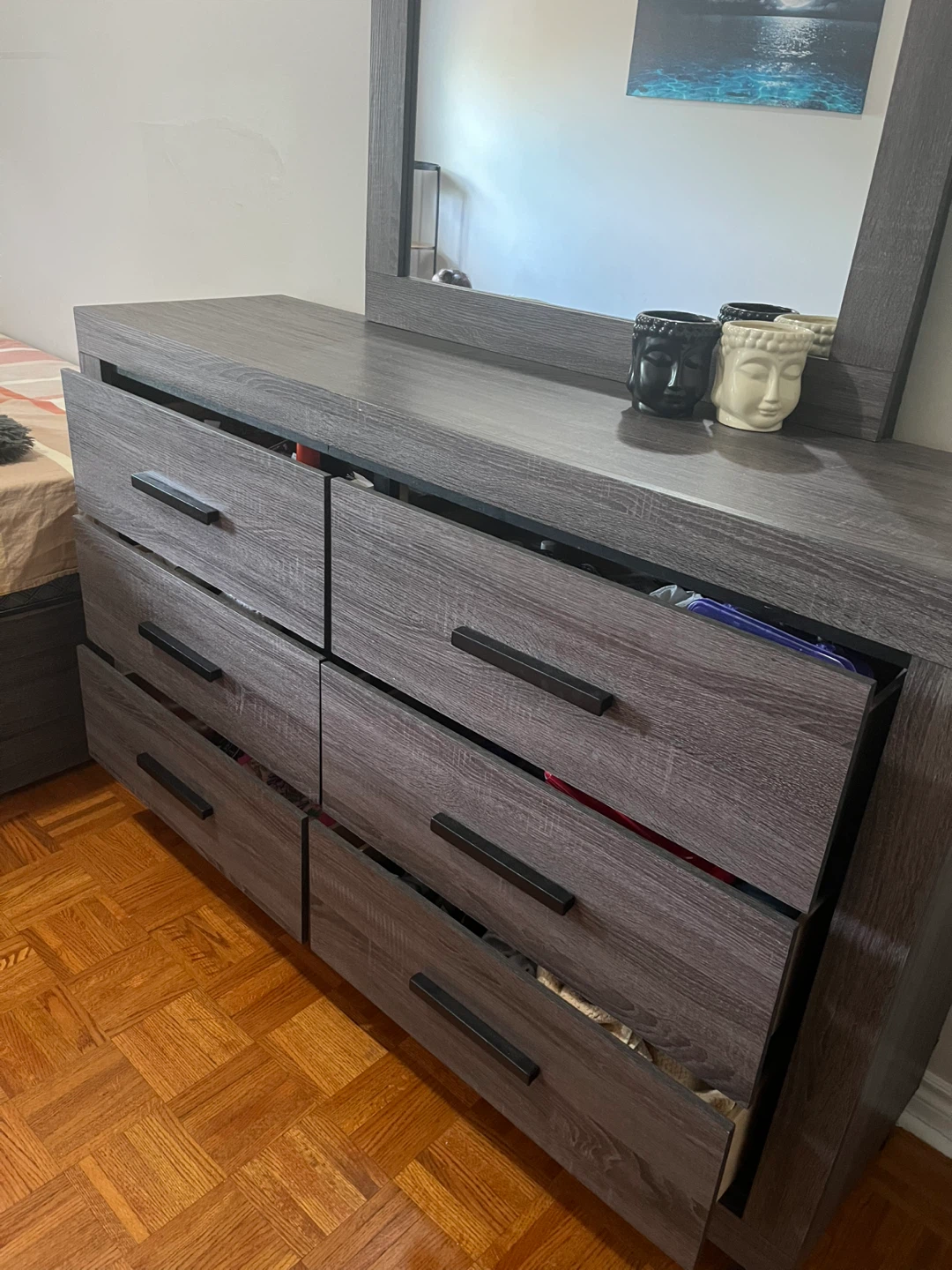 Grey Wood Dresser with Mirror - photo 2