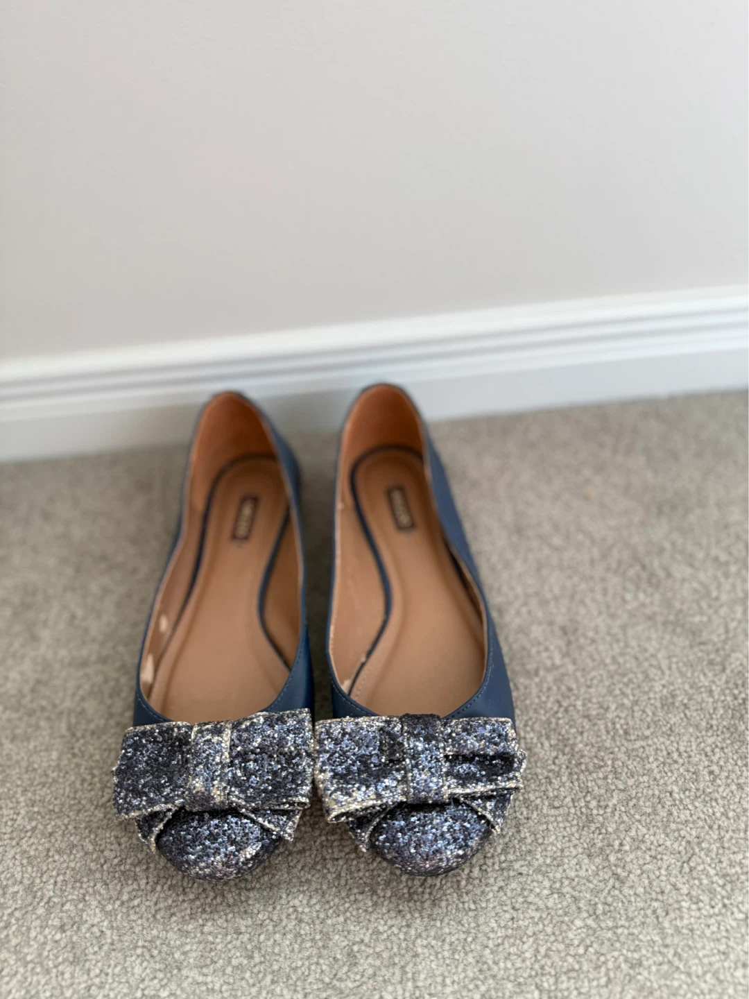 Arezzo navy flats with sparkly bows