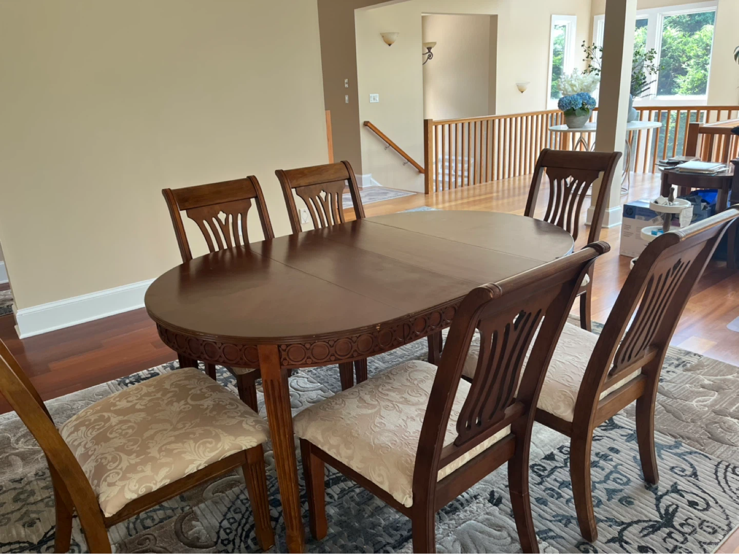Wooden Dining Table with 6 Chairs