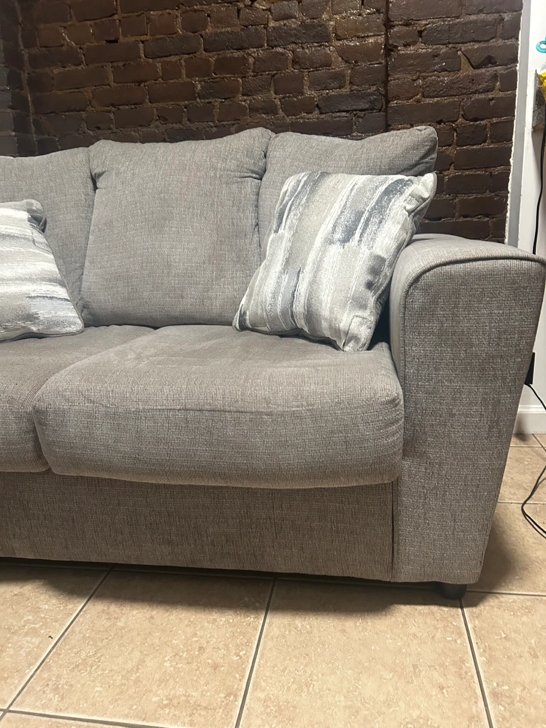 Gray Loveseat Sofa with Accent Pillows - photo 2