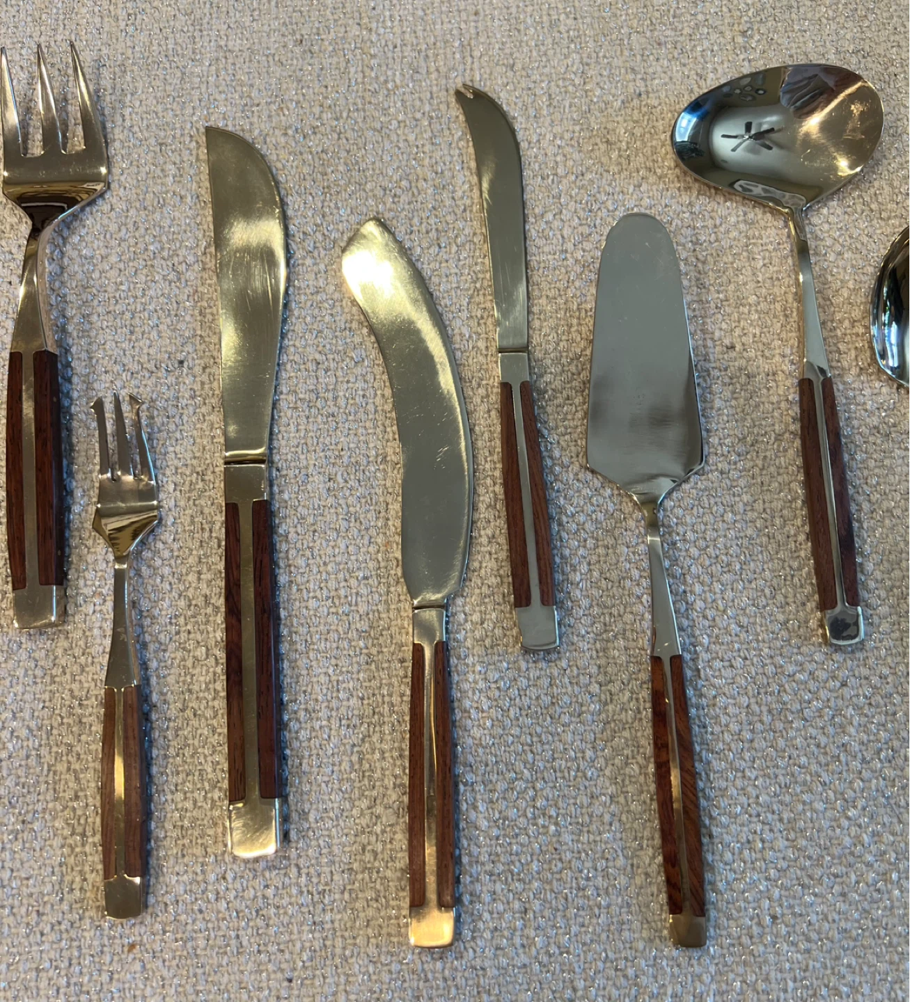 Mid-Century Modern Teak Handle Flatware Serving Set - photo 3