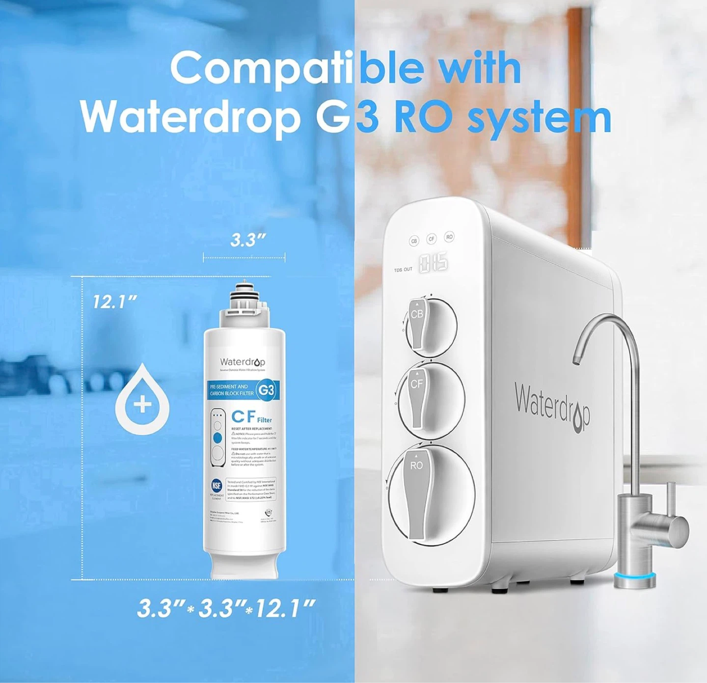 NEW Waterdrop G3-N1CF Filter Replacement G3-W & G3P600 & G3P800 - photo 4