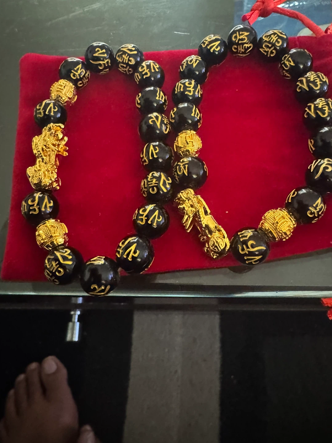 Black Beaded Bracelets with Gold Charms - photo 3